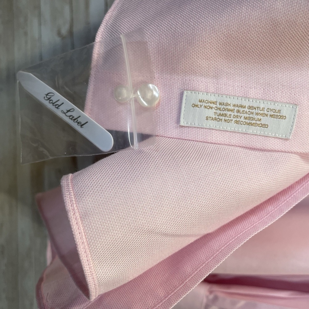 NWT Roundtree & Yorke Gold Label Mens 20 34/35 Shirt Pink Non Iron EZ Wash READ - Picture 8 of 10